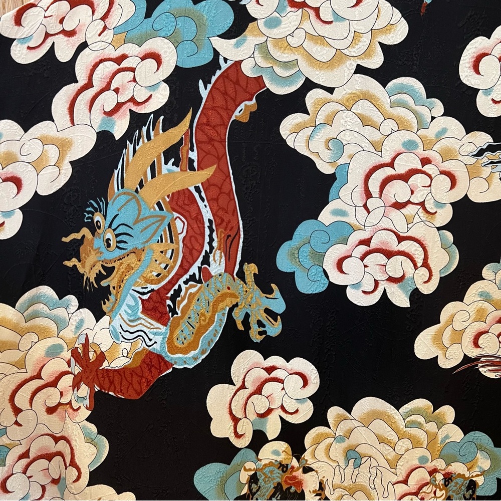 Citron Santa Monica Dragon Print Silk Blouse Top Black Size 3X Chinese Oriental - Picture 8 of 8